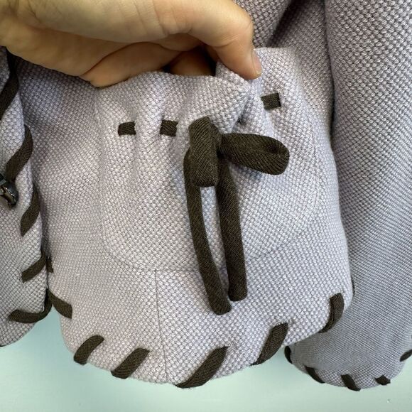 Kay Unger Mauve Purple Wool Silk Knit Blazer Twee Floral Buttons Size 8 - Picture 9 of 13